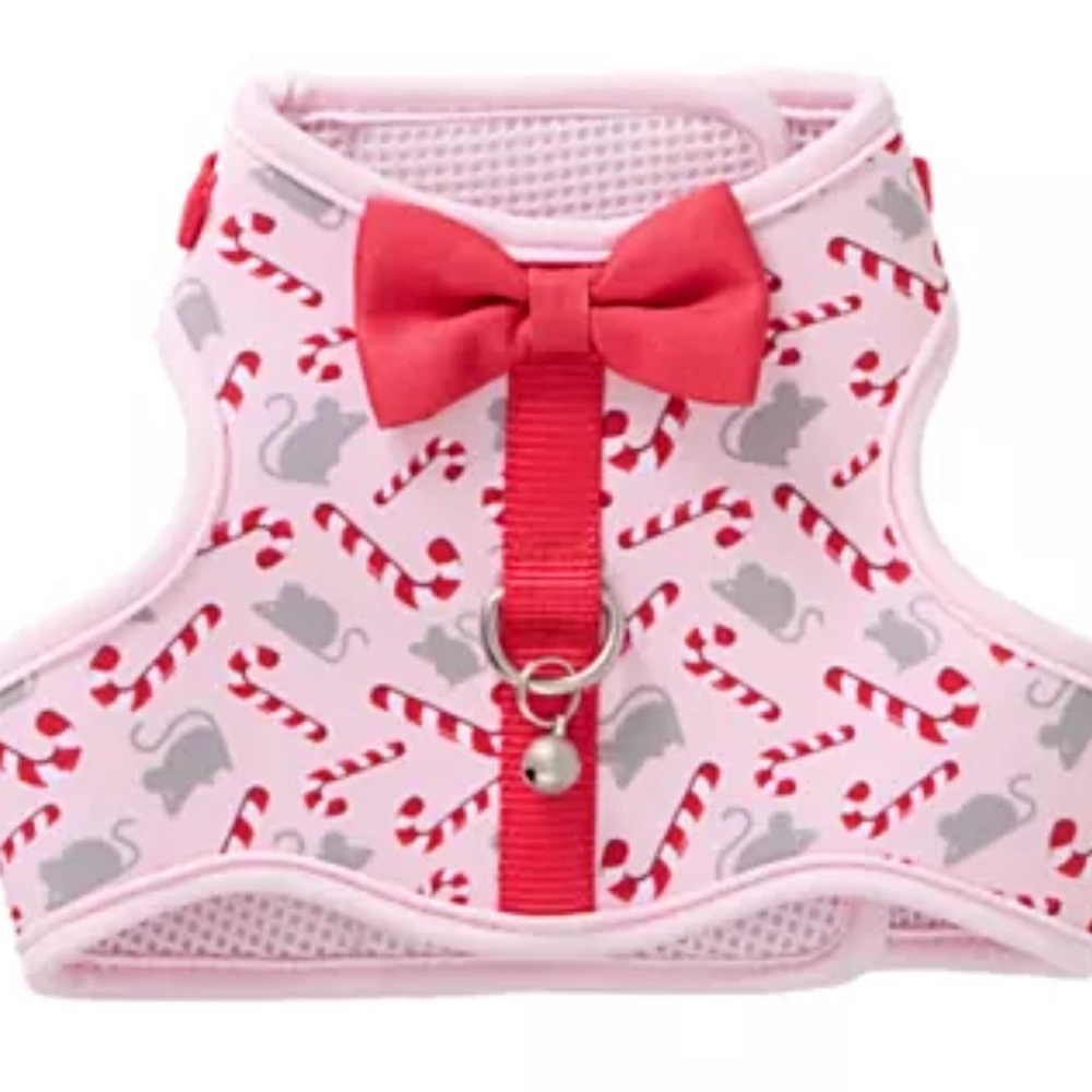 🆕 Pink Cat Harness with Red Bow
